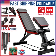 Foldable Weight Bench Adjustable Strength Training Full Body Workout Incline Gym