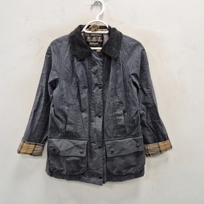 Barbour Beadnell Wax Waterproof Country Rain Coat Jacket Navy Size Uk 8