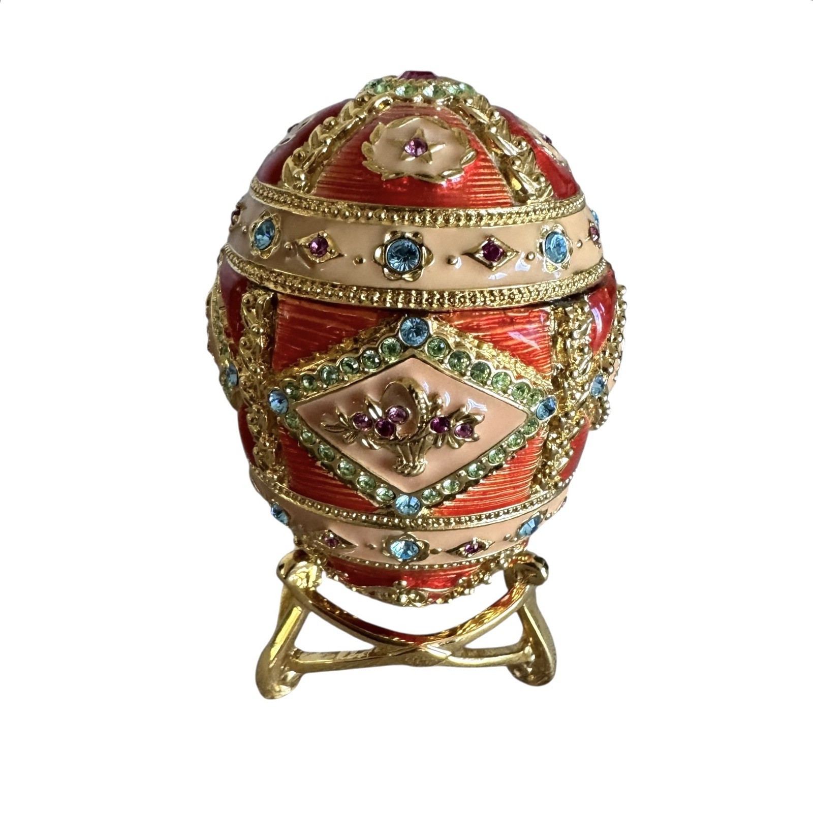 JOAN RIVERS Egg Imperial  Treasures FOUR SEASONS THE SUMMER FLOWER BASKET /Stand