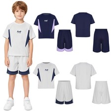 Boys Sportswear Round Neck T-Shirt Shorts Breathable Tracksuit Crew Neck Set