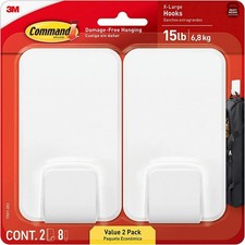 15 Lb XL Heavyweight Wall Hook, Damage Free Hanging Wall Hook with Adhesive S...