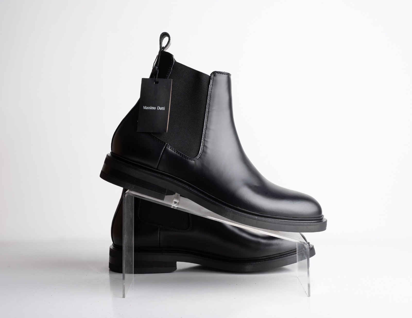 Massimo Dutti Mens Leather Ankle Boots Stretch Black US 8 EU 41 NWB 2055/450 thumbnail 7