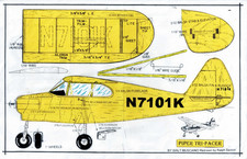 1/2 A " Piper Tri Pacer " U-Control Model airplane plans only