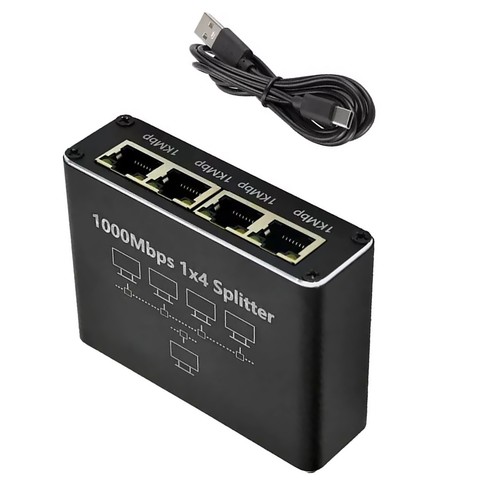 1000Mbps RJ45 Gigabit Ethernet Splitter LAN Network Internet 1 to 4 ...