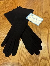 Vtg Kislav Navy Black Opera Gloves Made France 6.3 Small Washable Suede Fin NWT