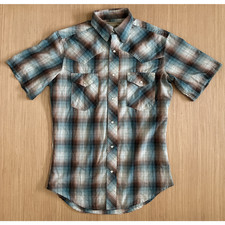 Wrangler Men's Size S Short Sleeve Button Up Snap Button Western Check Shirt