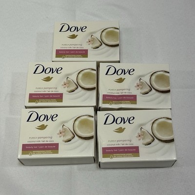 Lot 5 Dove Purely Pampering Coconut Milk Beauty Soap Bars Discontinued Rare NEW