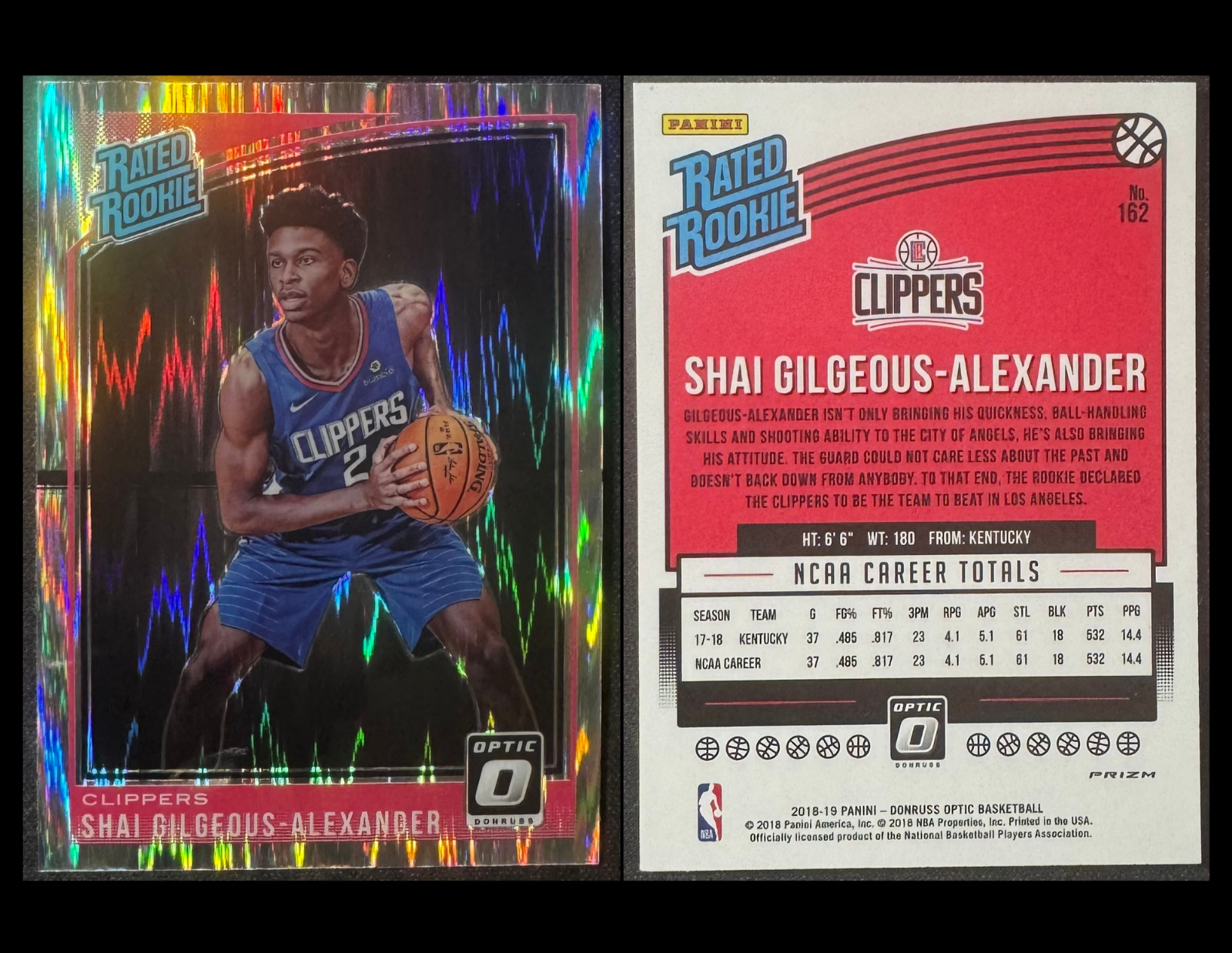 2018-19 Optic Shai Gilgeous-Alexander Rated Rookie Card Shock Prizm #162
