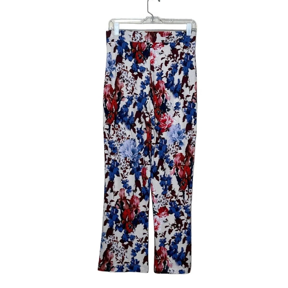 Karen Kane Floral Rojo Azul Sobre Off White Pull On Pantalones Talla Pequeña Foto 2 de 4