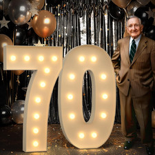 4FT Marquee Number 70 Light up Number 70Th Birthday Decorations Large Numbers Bi