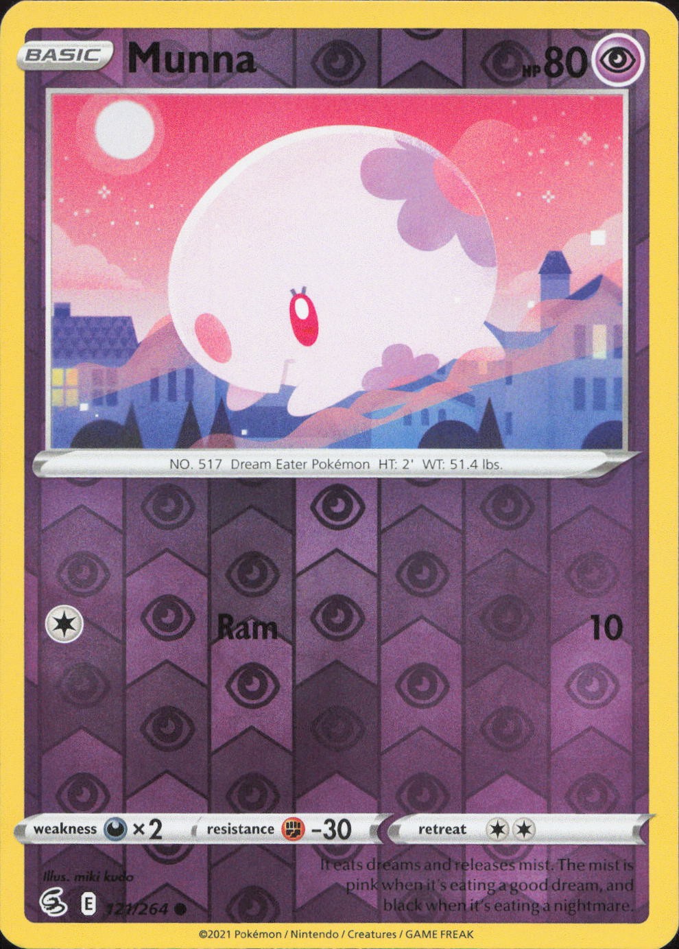 Munna 121/264 COMMON REVERSE HOLO Fusion Strike Pokemon Lightly Played