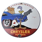 Vintage Mopar Chrysler Porcelain Sign - Road Runner Plymouth Gas Pump Plate Sign