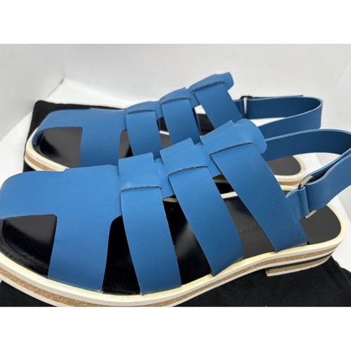 NWB FRANCE Robert Clergerie BRUCE Blue Nubuck Suede Summer Sandal US 11 EUR 44 - Picture 7 of 14