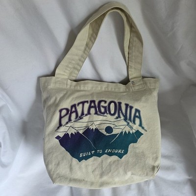 Vintage Patagonia Canvas Tote Bag Purple Mountains 'Built To Endure'