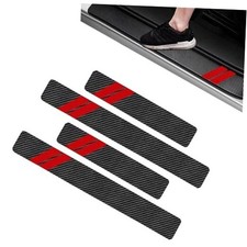 4PCS Door Sill Protector Compatible with Dodge Charger Challenger, Fiber Red
