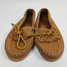 Minnetonka Moosehide Classic Natural Moccasin Women's Size 8.5 Rubber Sole