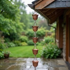Metal Rain Chain for Outside Gutters Vintage Garden Eaves Water Drainage Decors