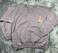 Crazy Shirts XL USA Made Wine Dyed Sailboat Sweatshirt 100% Cotton Henley