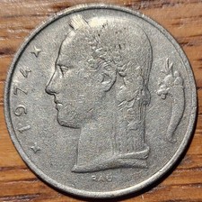 1974 Belgium 5 Franc Coin   N54