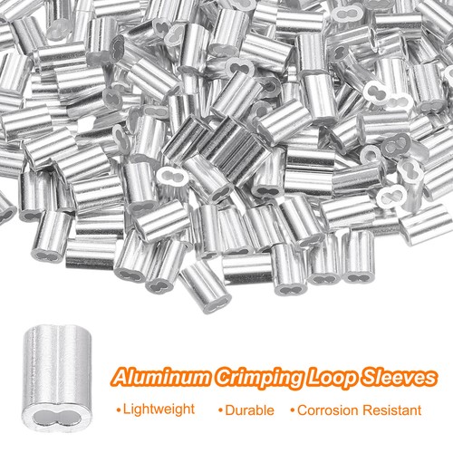 200Pcs Crimping Loop Sleeve for 1/16" Wire Rope, Double Ferrule Wire Rope Sleeve - Foto 3 di 6