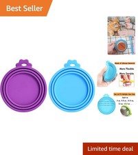 Silicone Pet Food Can Covers - Universal Lids for Dog Cat Food - Blue/Purple