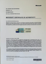 Microsoft SQL Server 2025 ENTERPRISE 40 Core Unlimited User CALs CoA GENUINE.