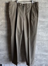 NWT Vintage Corragio Beige 100 Wool Pleated Dress Pants Size 34 x 27 Cuffed
