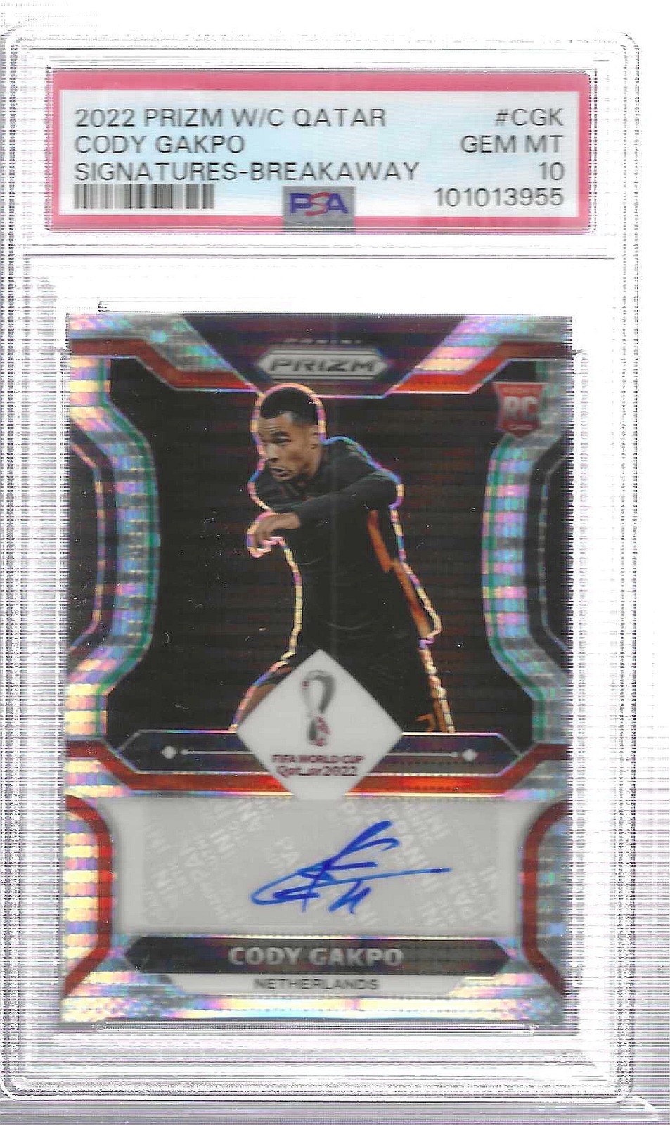 CODY GAKPO 2022 PANINI PRIZM QATAR BREAKAWAY SIGNATURES AUTO RC PSA 10 GEM MINT