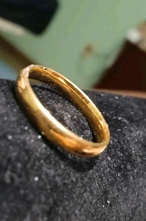 Talla 12 Nuevo Anillo Unisex Oro Metal Hecho a Mano? Chapado en oro 14k 3mm +/- Bonito Foto 4 de 4