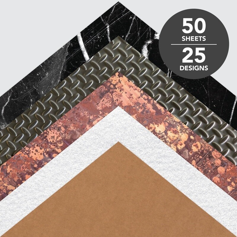 Texture Paper Pad 12x12 DIY Crafts Scrapbooking Multi-Use Cardstock 50 Sheets