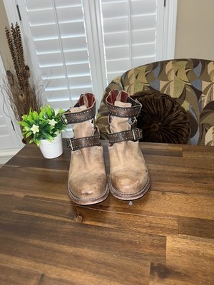 Freebird By Steven Belgium Tan Leather Bootie US 9 Ankle Heel Zip Up Boots