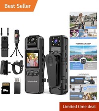 Personal Action Cam with 1.4” Display & 64GB Memory - Ideal for Outdoor Sports