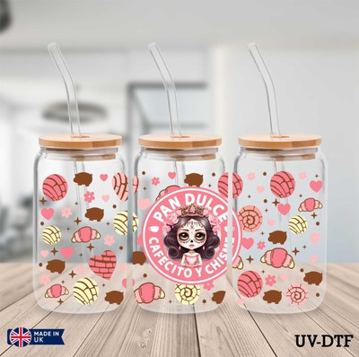 Cafecito UV DTF Aufkleber - 16 Unzen Libbey Dose Glasfolie yd200