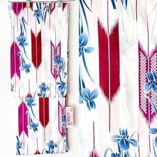 White yukata with arrow and iris patterns, 163cm/68" length, used