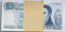 1971-1973 Argentina 5 Pesos P-288 Banknote Bundle (100 Pcs) Sequential