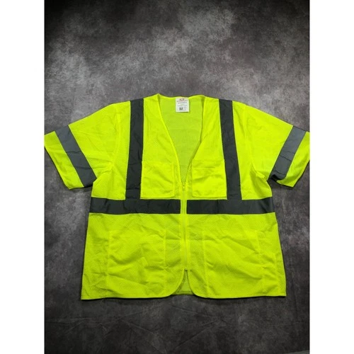 PIP 303-MVGZ4P-LY Hi-Vis Lime Mesh Safety Vest Class 3 Zipper Pockets Large - product listing photo