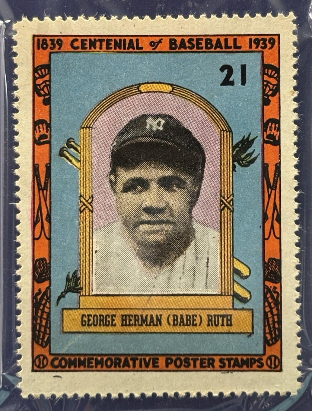 1939 CENTENNIAL OF BABE RUTH BASEBALL STAMPS #21 PSA 4.5 VERY SHARP ! FREE SHIPG view 3