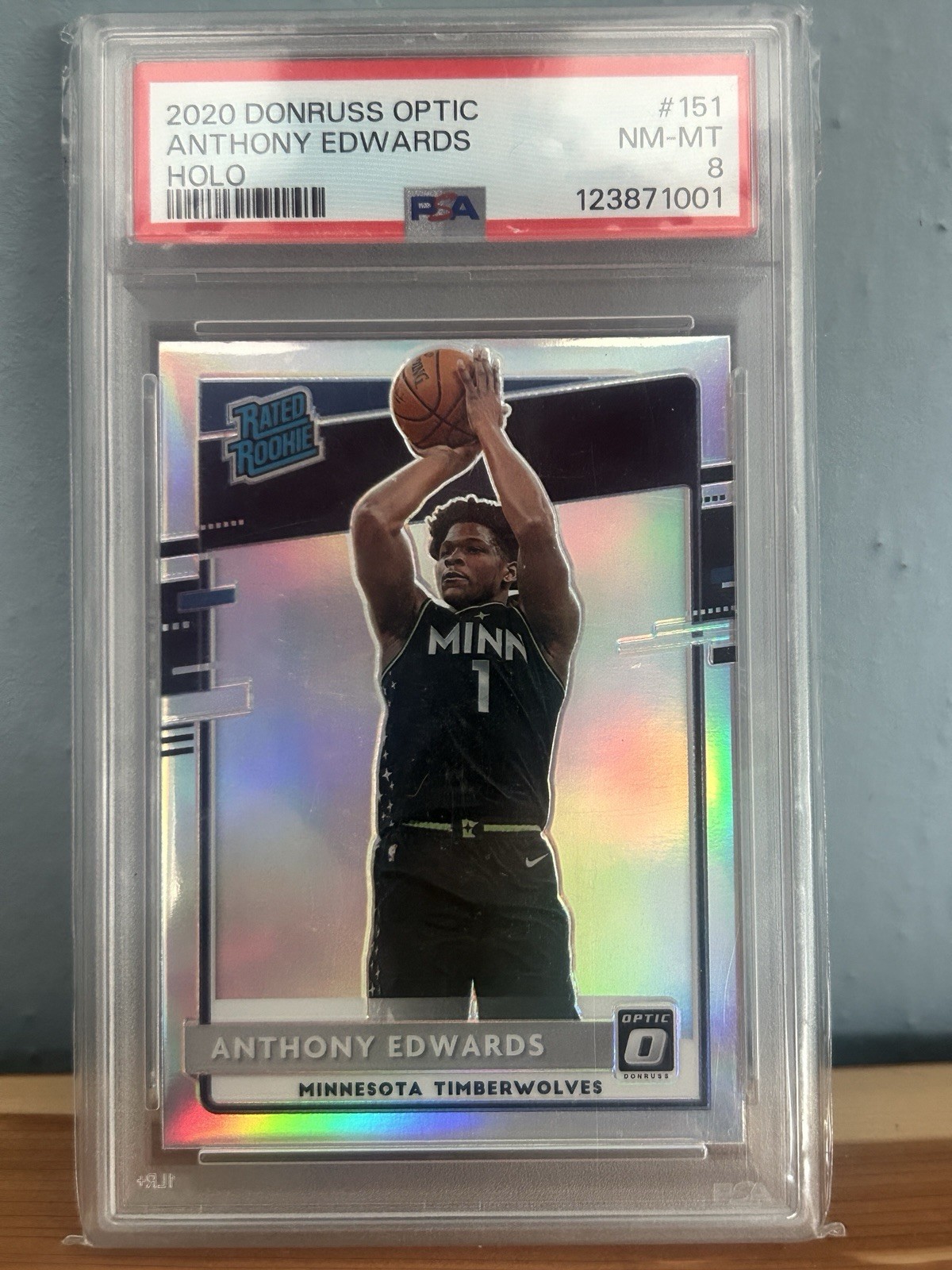 2020-21 Panini Donruss Optic Rated Rookie Anthony Edwards #151 Holo Prizm PSA 8