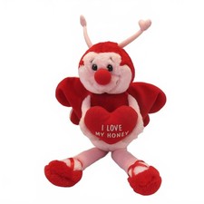 Vintage 1980's Russ Russ "I Love My Honey" Pink Red Bumble Bee 14" Plush Stuffed