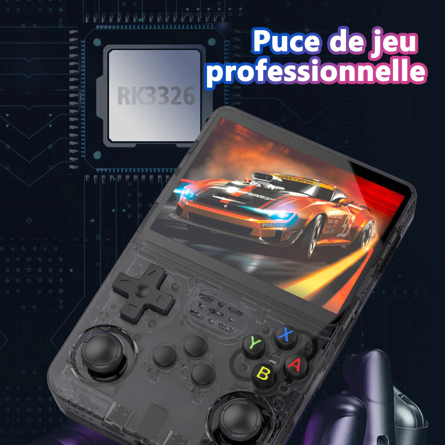 console portable rétro – vue détaillée