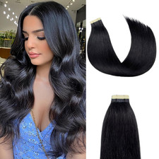 Tape In Hair Extensions Human Hair 22 Inch Natural Black 20Pcs 50G Pack Straight