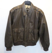 Preston & York Leather Coat Bomber Jacket Size M Dark Brown Faux Suede Full Zip