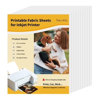 10Pcs Canvas Printer Paper for Inkjet Printers, 8.5x11'' Bright White 280gsm P...