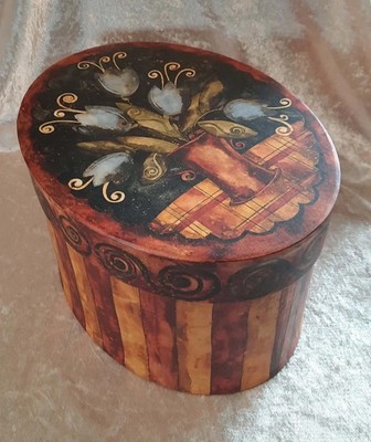 Große Vintage Deko Box Primitive Tulips Bob s Boxes   Country Style Shabby Chic
