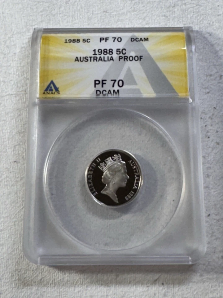 1988 Australia 5 Cents Proof Graded PR 70 DCAM by ANACS - Image 4 of 4