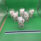 Vintage Milkweed Merry Maker Federal Glass Pink Black Drinking Glasses set of 6