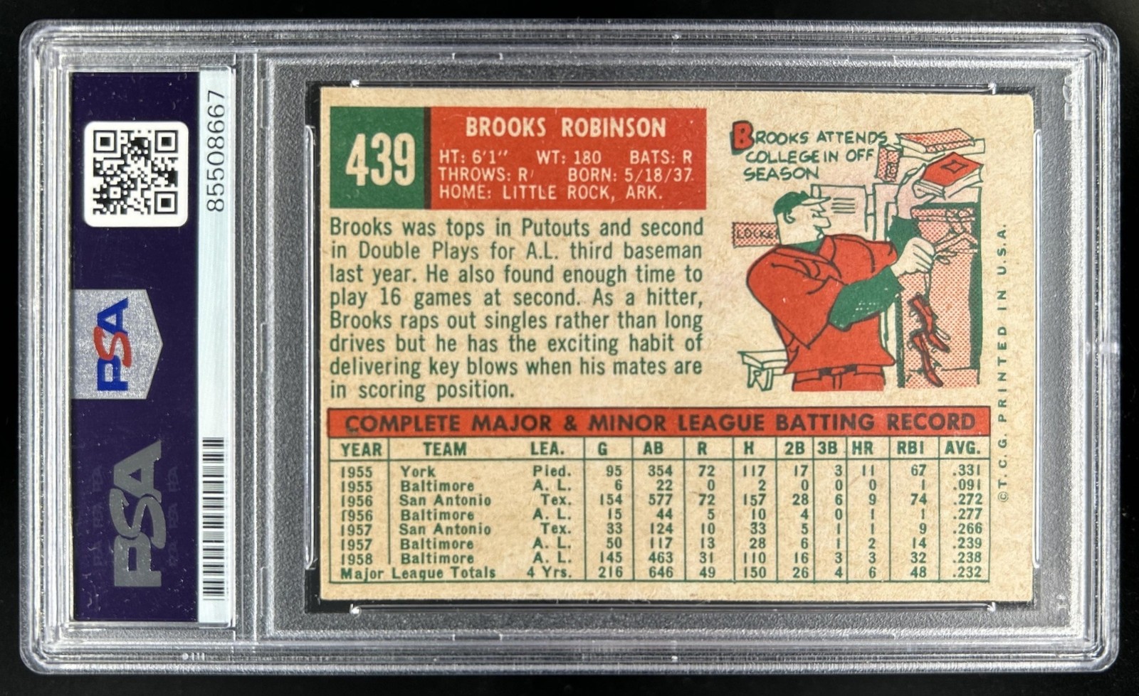 Baseball Trading Card Brooks Robinson PSA/DNA Certified Authentic Auto Autograph view 2