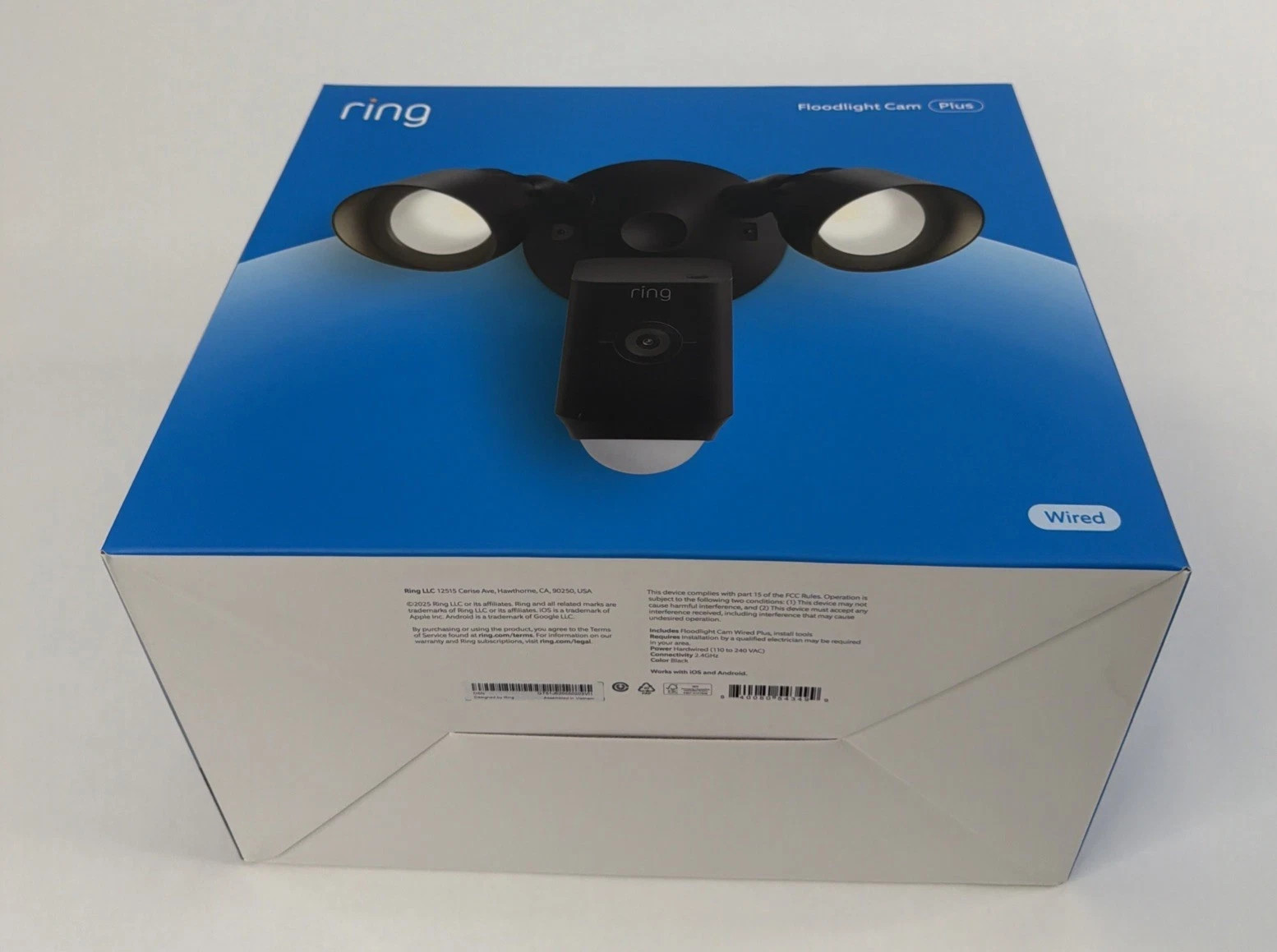 Ring Floodlight Cam Wired Plus Outdoor Full HD Surveillance Camera - Black New