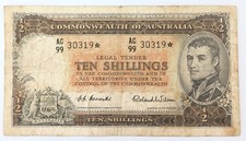1954 Australian Star Note. 10 Shillings. AC 99 30319* Coombs / Wilson