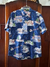 Reyn Spooner Men's "RUDOLPH THE RED-NOSED REINDEER" TAILORED Fit Navy Shirts